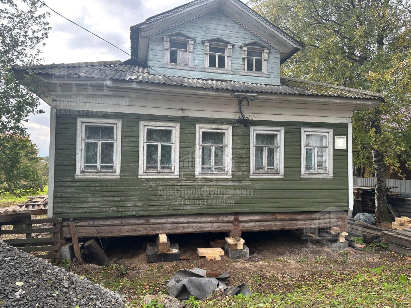 Подъем дома СНТ Маяк, Архангельская область.